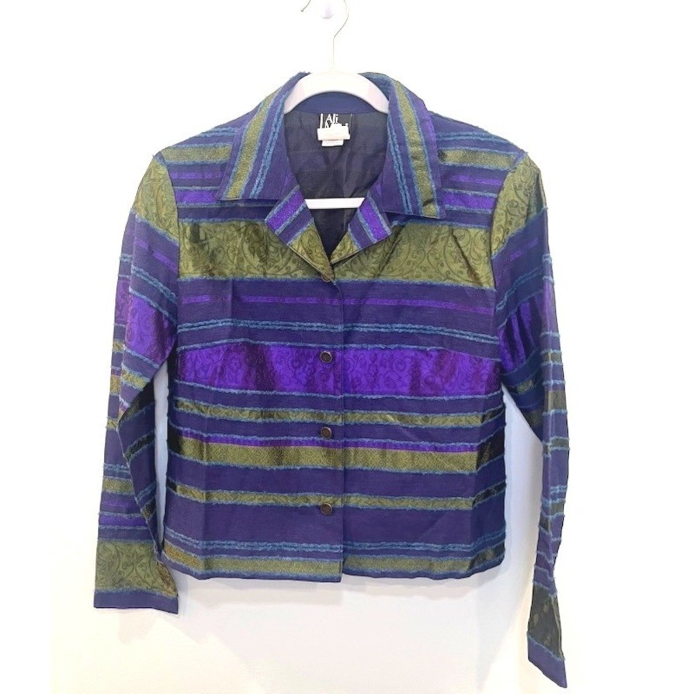 Vintage Ali Miles Boho Patchwork Stripe Jacket Small EUC Whimsygoth Art to Wear